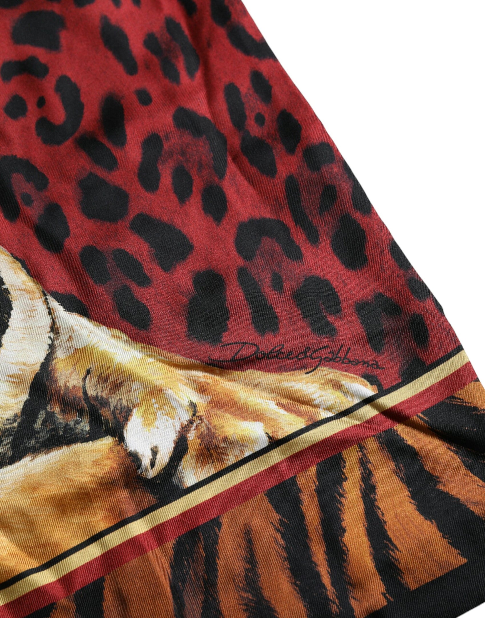 Mehrfarbiges Kurzarm-T-Shirt aus Baumwolle mit Tiger-Print