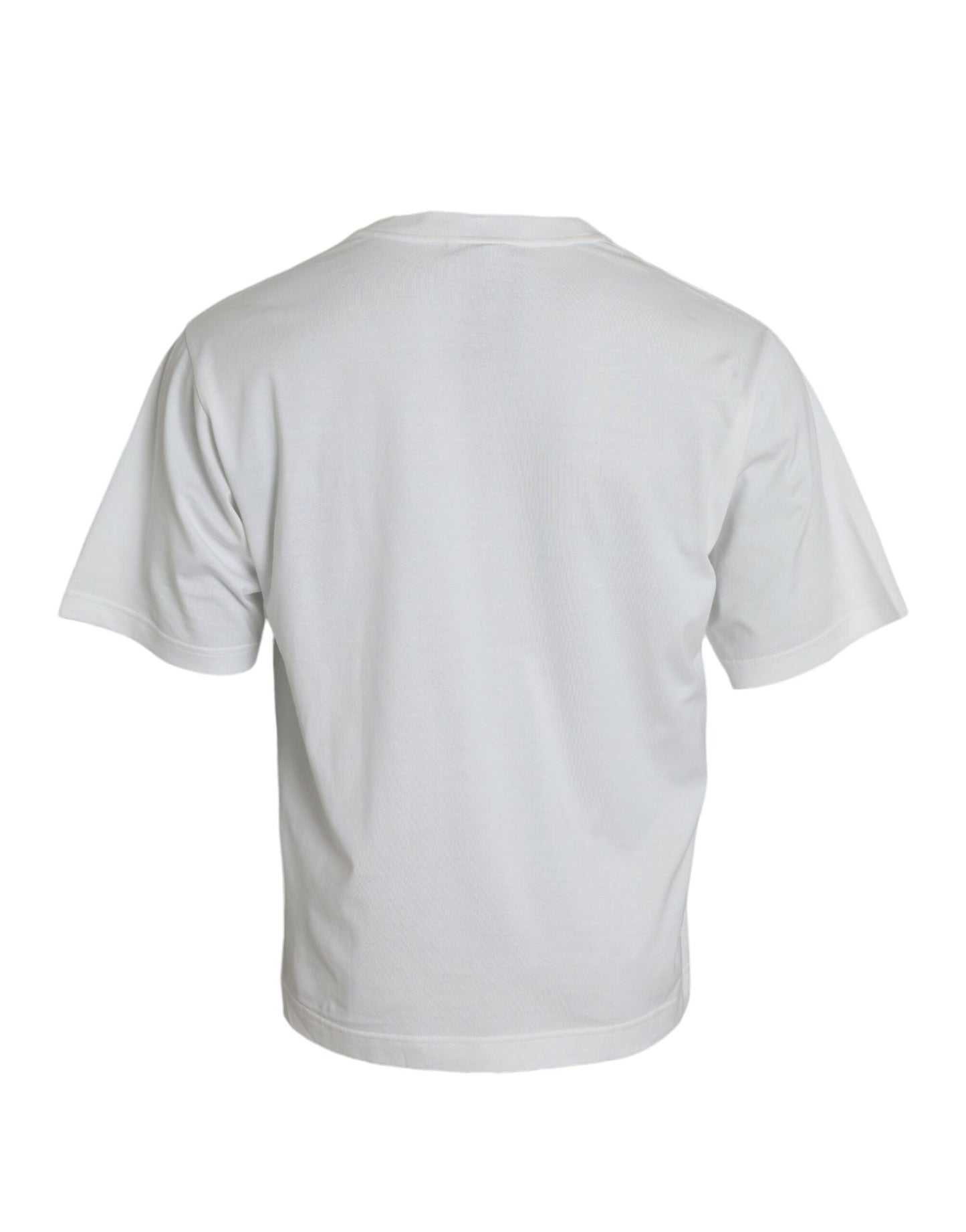 Weißes verziertes T-Shirt aus Baumwolle mit Rundhalsausschnitt