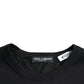 Schwarzes #DGFamily Baumwoll-T-Shirt mit Rundhalsausschnitt