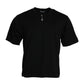 Schwarzes verziertes T-Shirt aus Baumwolle mit Rundhalsausschnitt