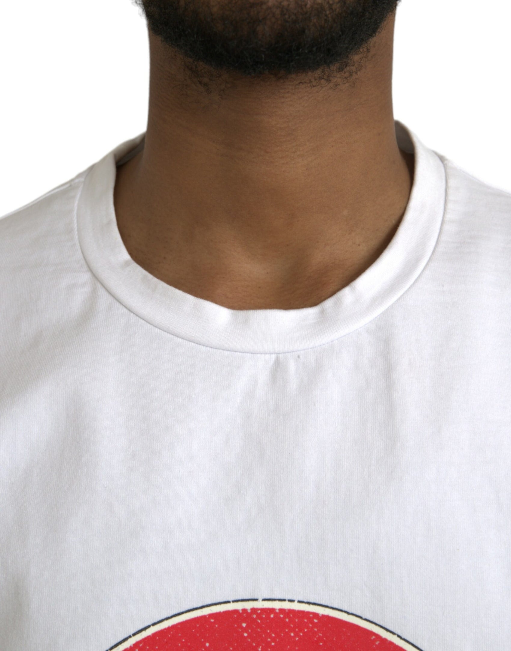Weißes Amor Heart Baumwoll-T-Shirt mit Rundhalsausschnitt und kurzen Ärmeln