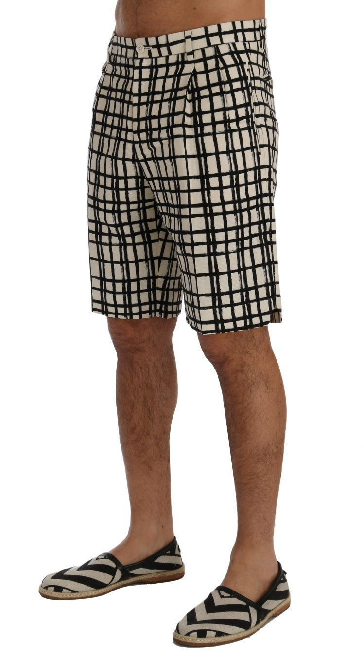 Elegante gestreifte Shorts aus Baumwoll-Leinen
