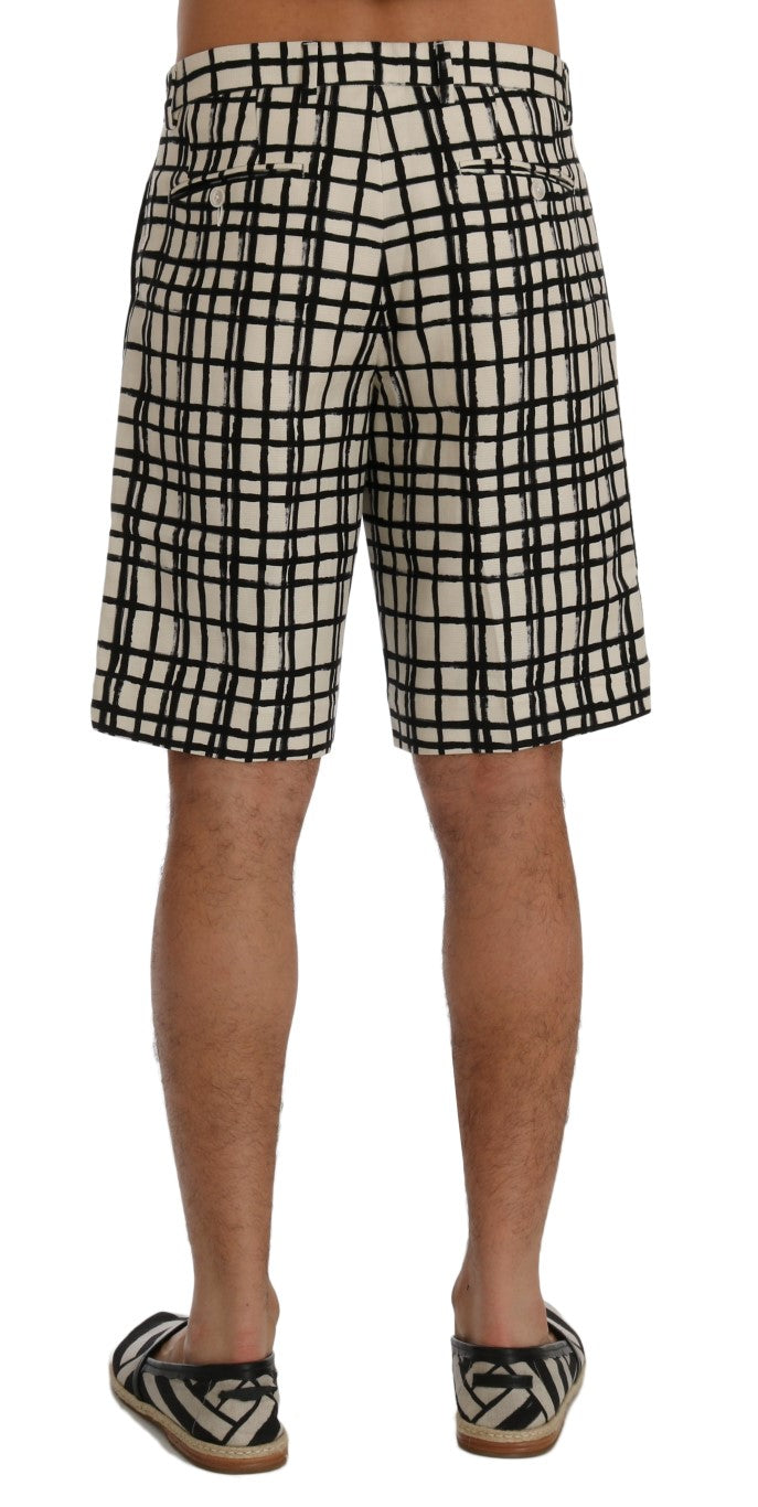 Elegante gestreifte Shorts aus Baumwoll-Leinen