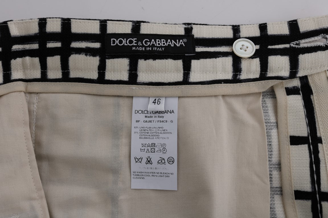 Elegante gestreifte Shorts aus Baumwoll-Leinen