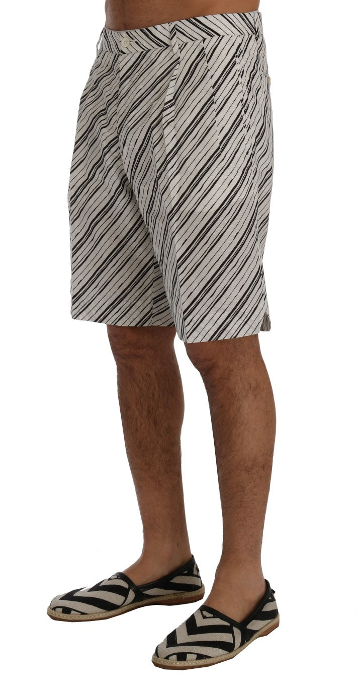 Elegante gestreifte Shorts aus Baumwoll-Leinen