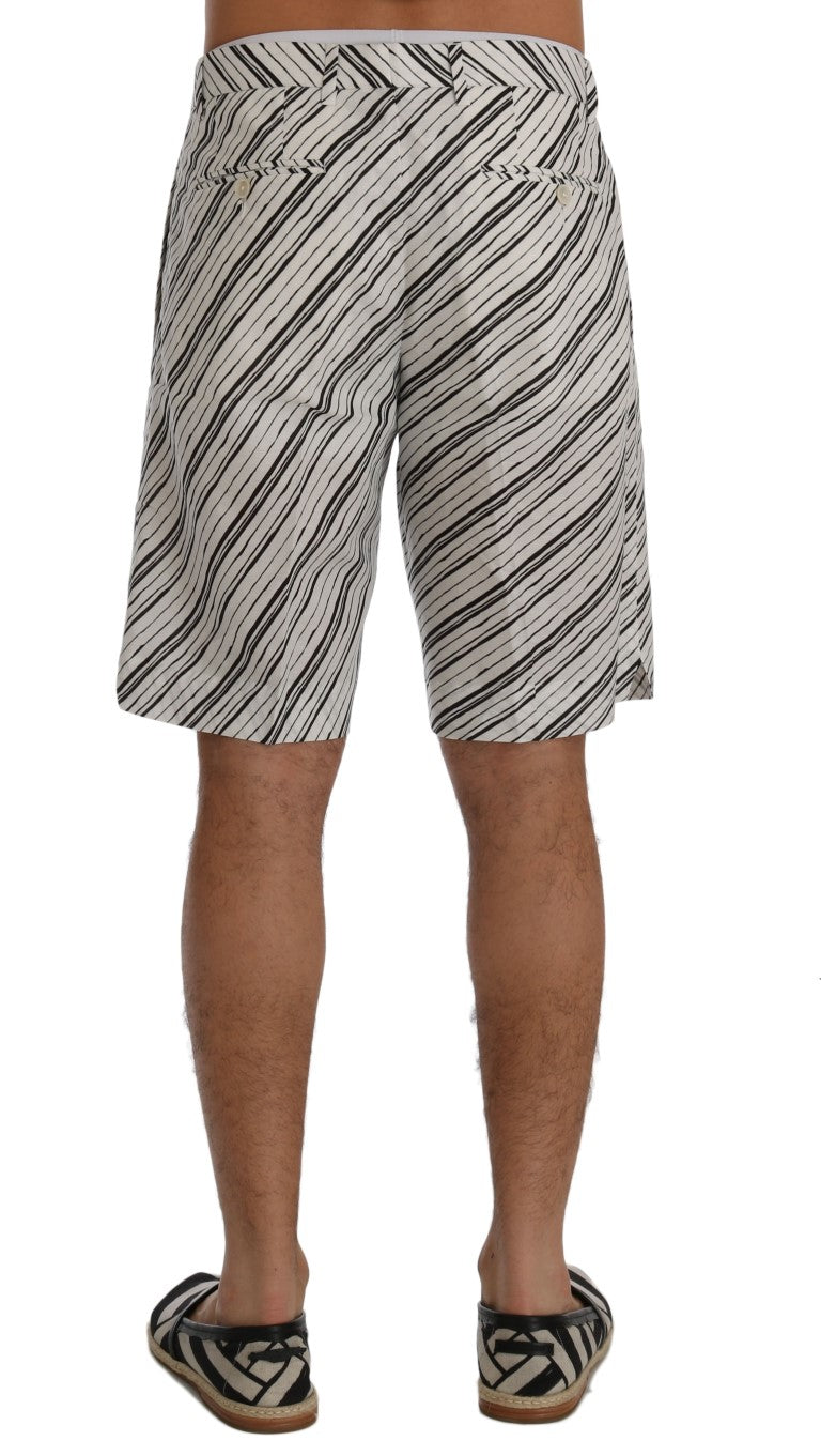 Elegante gestreifte Shorts aus Baumwoll-Leinen