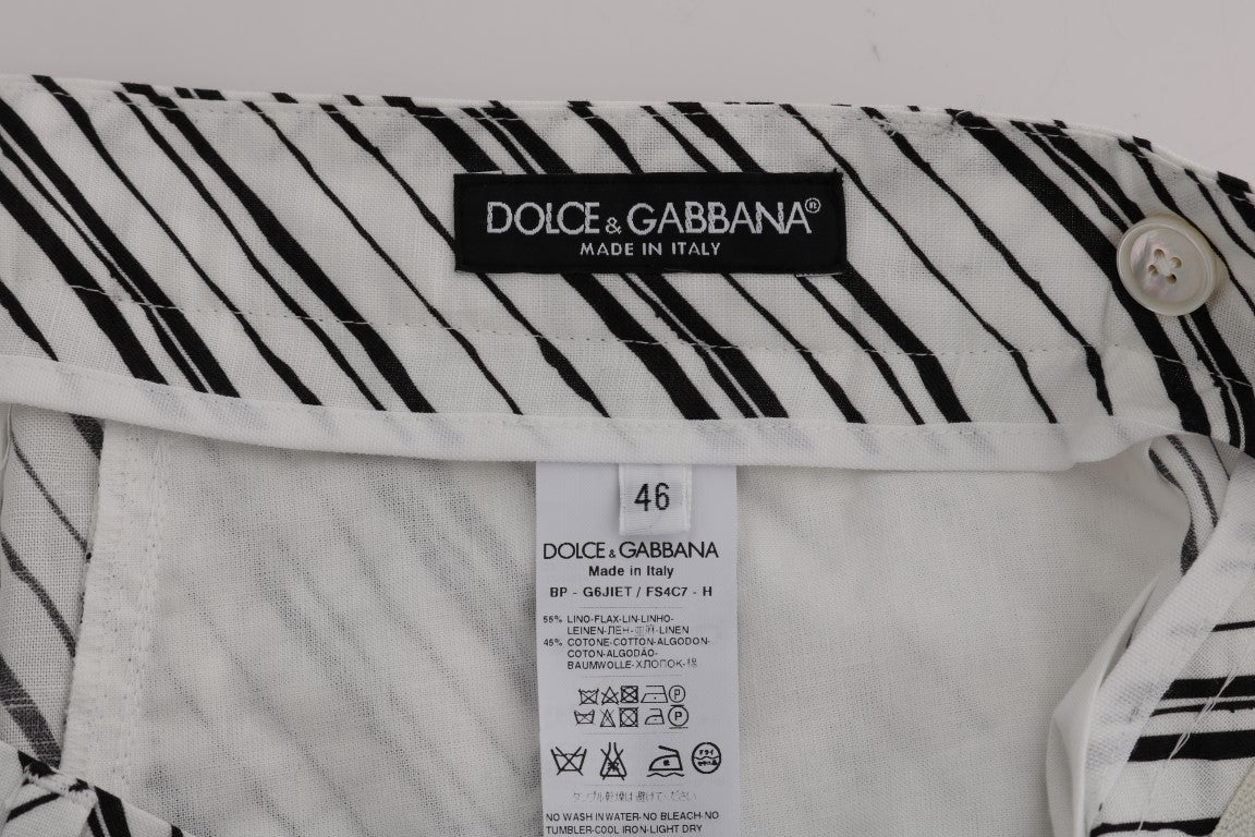 Elegante gestreifte Shorts aus Baumwoll-Leinen