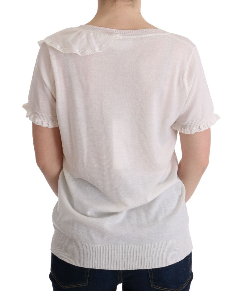 Elegantes weißes Top aus Lana-Wolle