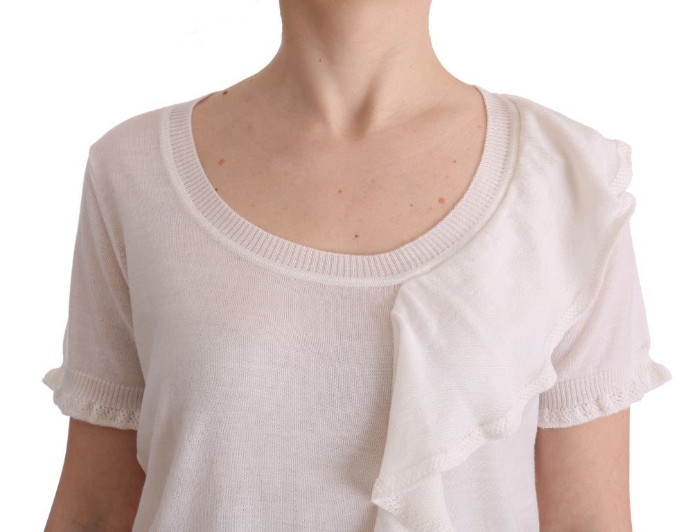 Elegantes weißes Top aus Lana-Wolle