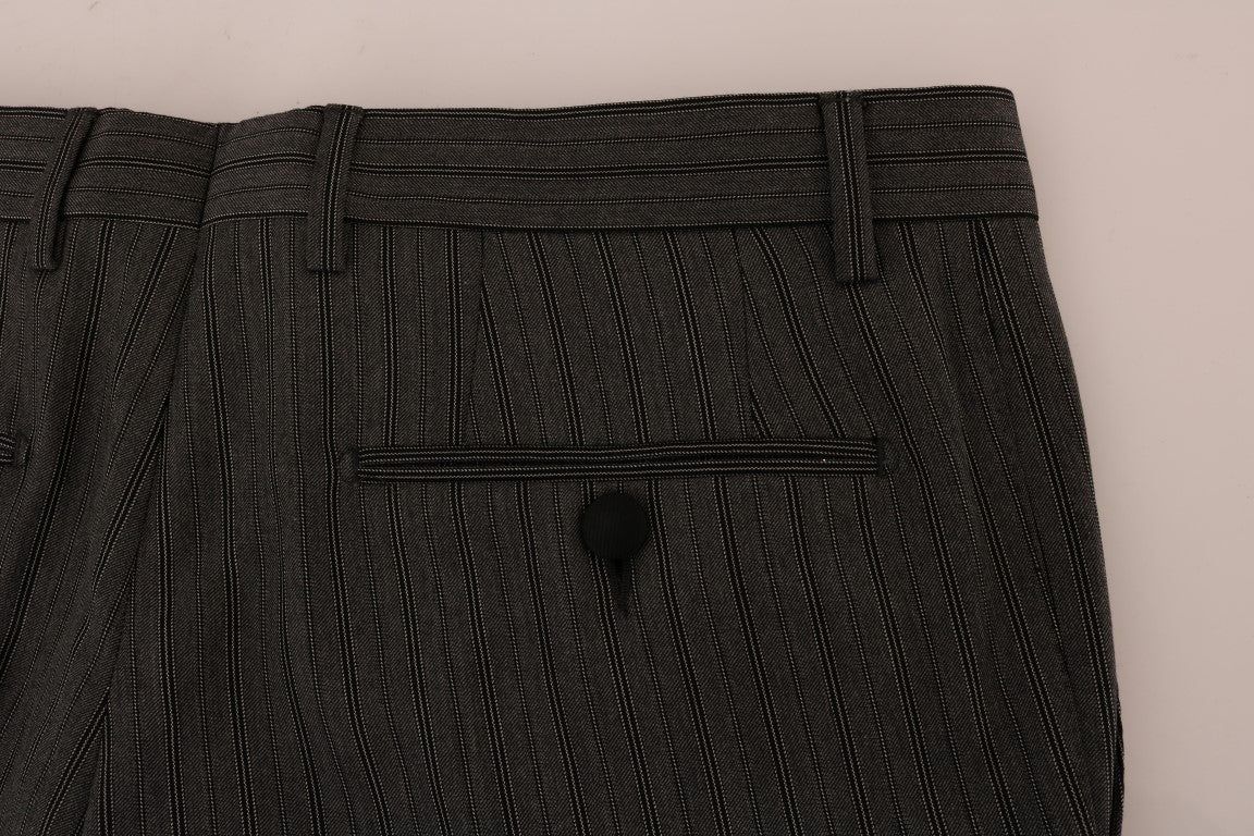 Elegante grau gestreifte Anzughose aus Wolle