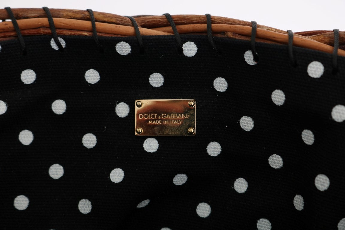 Schicke Stroh-Beuteltasche in Schlangenlederoptik in Beige und Schwarz