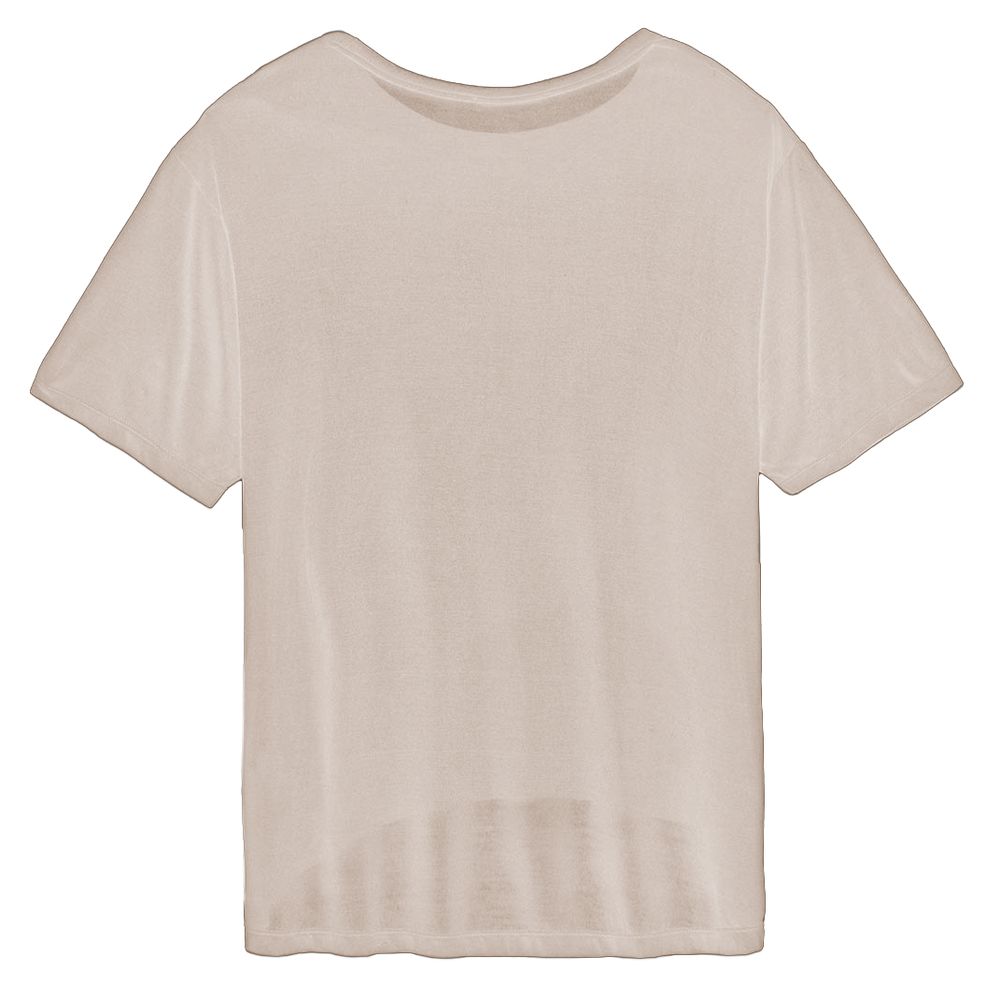 Beiges Modal Damen Oversize T-Shirt