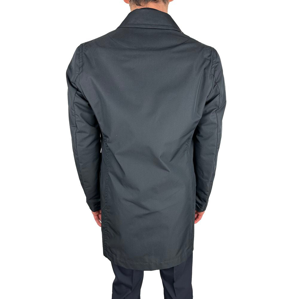 Blue Cotton Men's Trench Coat