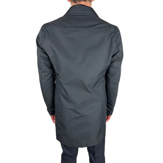 Blue Cotton Men's Trench Coat