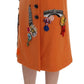 Embellished Wool Skirt in Vivid Orange