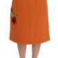 Embellished Wool Skirt in Vivid Orange