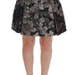 Elegant Black Silver-Floral Straight Skirt