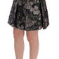 Elegant Black Silver-Floral Straight Skirt