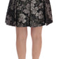 Elegant Black Silver-Floral Straight Skirt