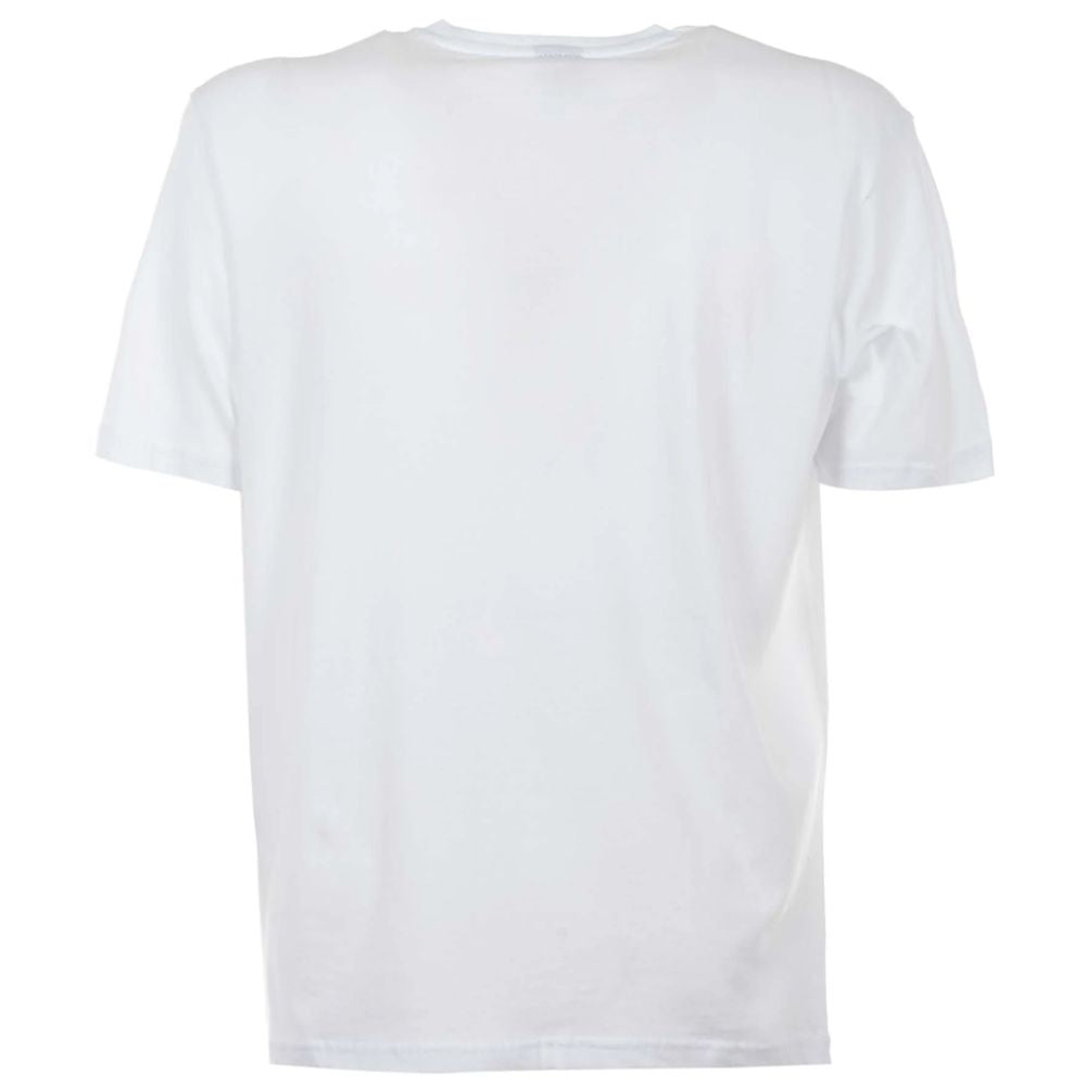 Elegantes weißes Baumwoll-T-Shirt mit auffälligem blauen Logo