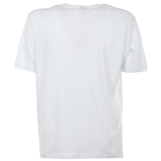 Elegantes weißes Baumwoll-T-Shirt mit auffälligem blauen Logo