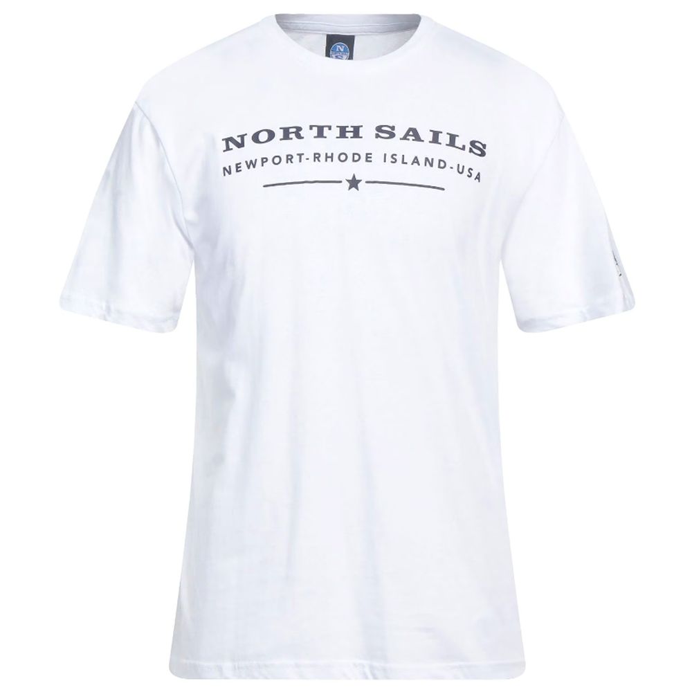 Elegantes weißes Baumwoll-T-Shirt mit Brustdruck