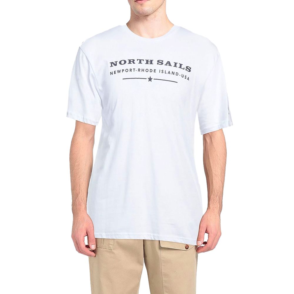 Elegantes weißes Baumwoll-T-Shirt mit Brustdruck