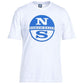 T-shirt in cotone con logo bianco nitido