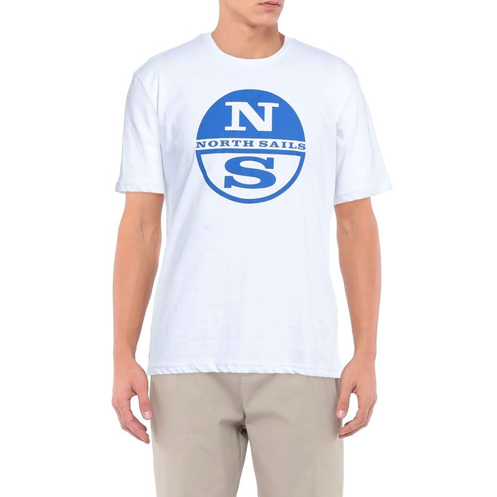 T-shirt in cotone con logo bianco nitido