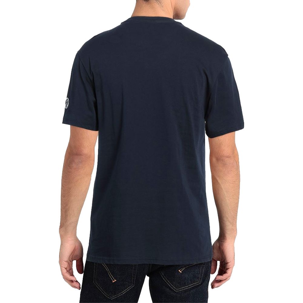 Marineblaues Baumwoll-T-Shirt mit nautischem Nostalgie-Print