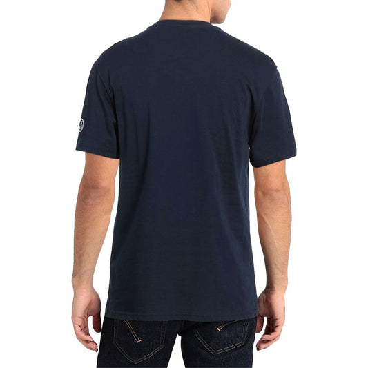 Marineblaues Baumwoll-T-Shirt mit nautischem Nostalgie-Print