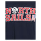 Marineblaues Baumwoll-T-Shirt mit nautischem Nostalgie-Print