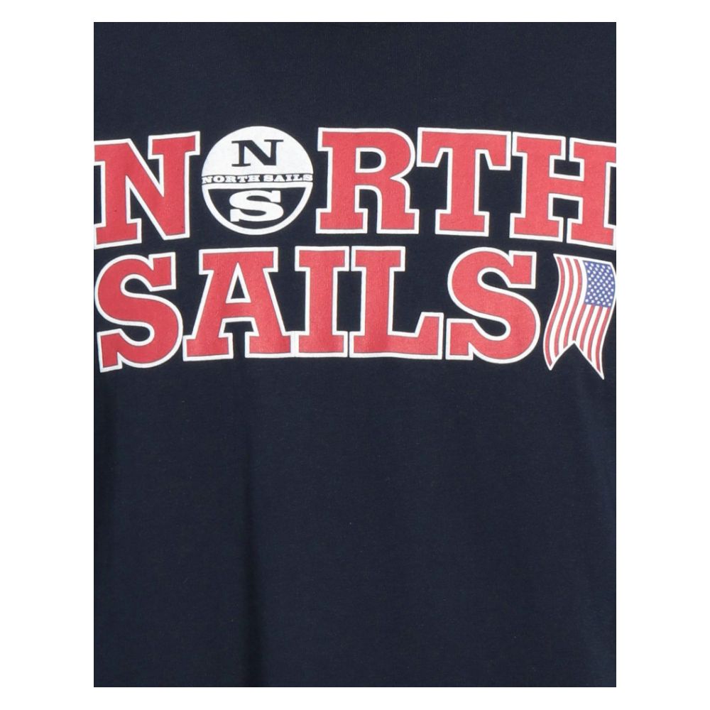 Marineblaues Baumwoll-T-Shirt mit nautischem Nostalgie-Print