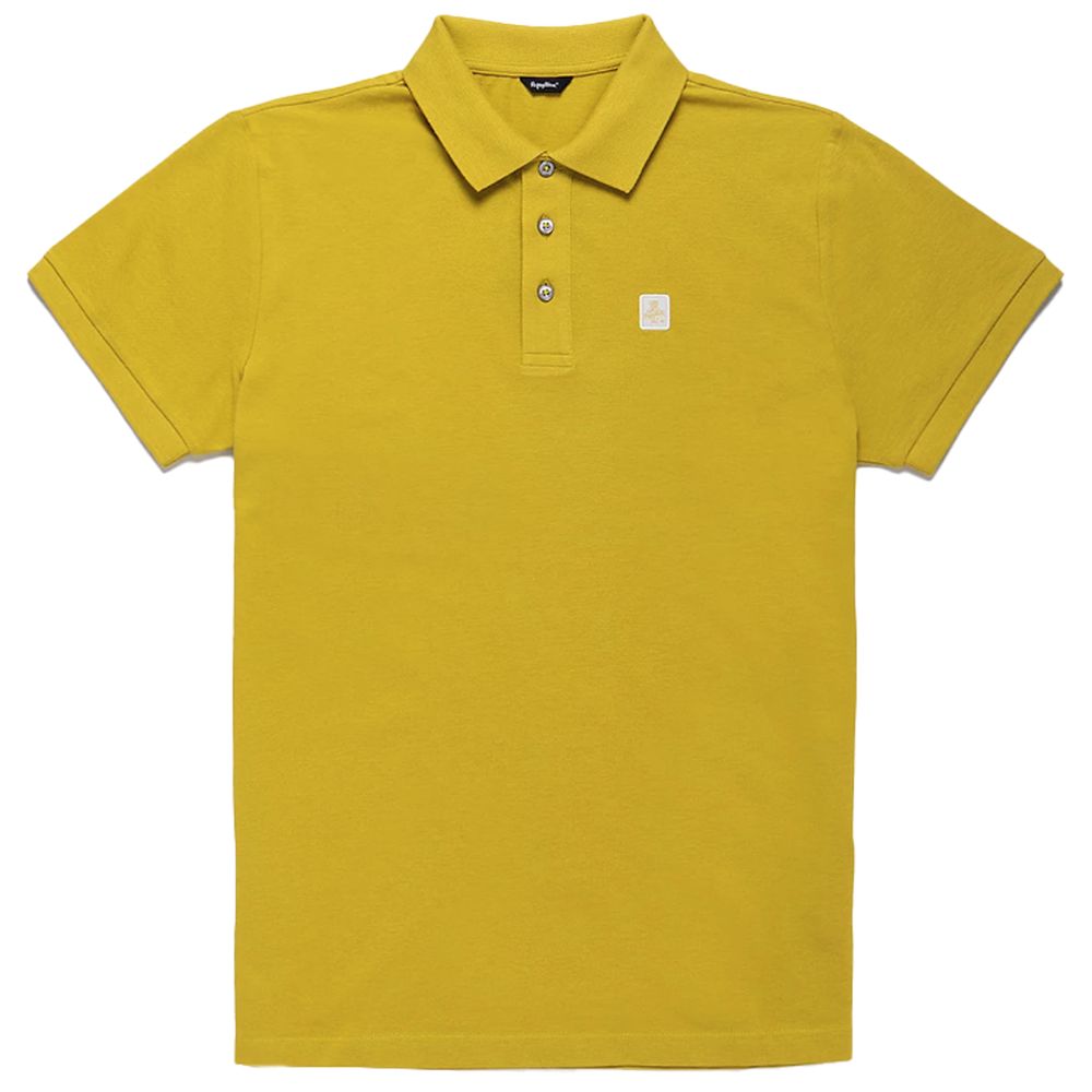 Yellow Cotton Men Polo Shirt