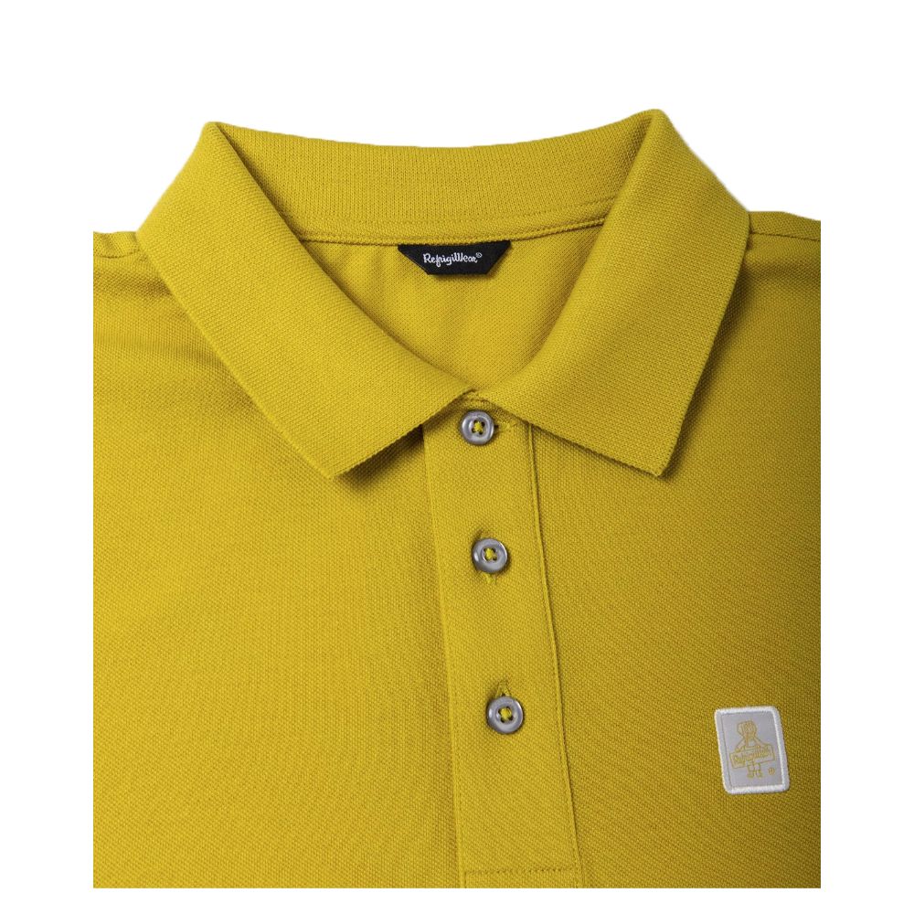 Yellow Cotton Men Polo Shirt