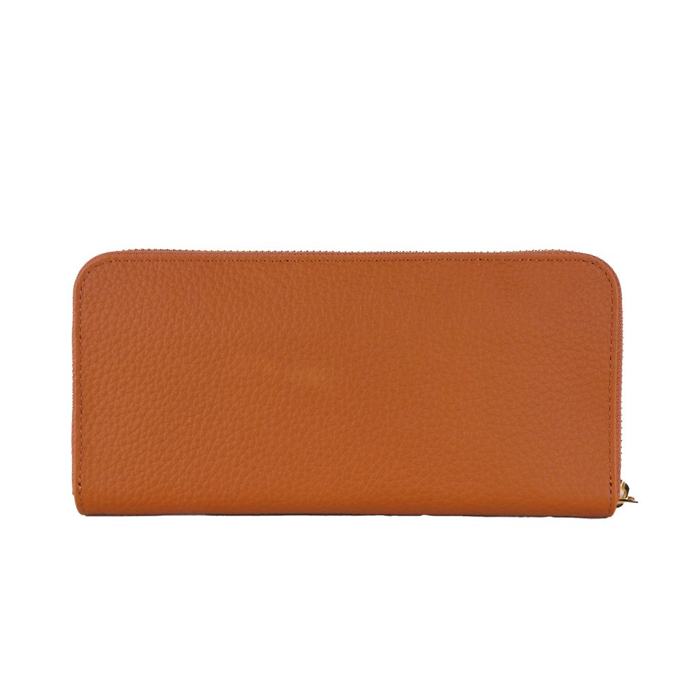 Elegante orangefarbene Lederbrieftasche mit Reißverschluss