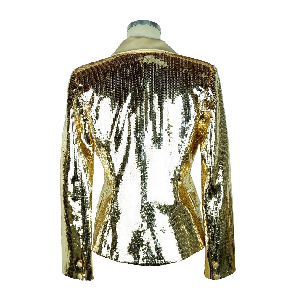 Giacca gialla doppiopetto con paillettes chic