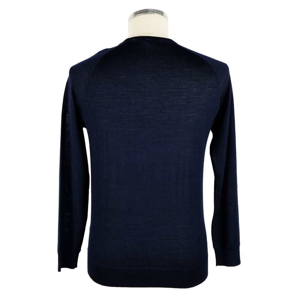 Eleganter blauer Rundhalspullover aus Kaschmirmischung
