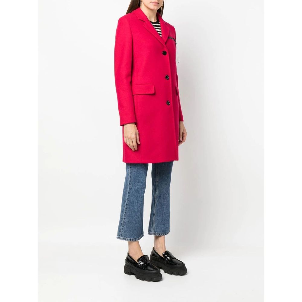 Cappotto in lana rosa chic con dettagli logo