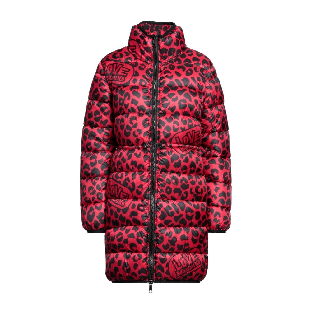 Giacca lunga in piumino con stampa leopardata chic