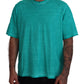 T-shirt a maniche corte in cotone e lino verde chiaro