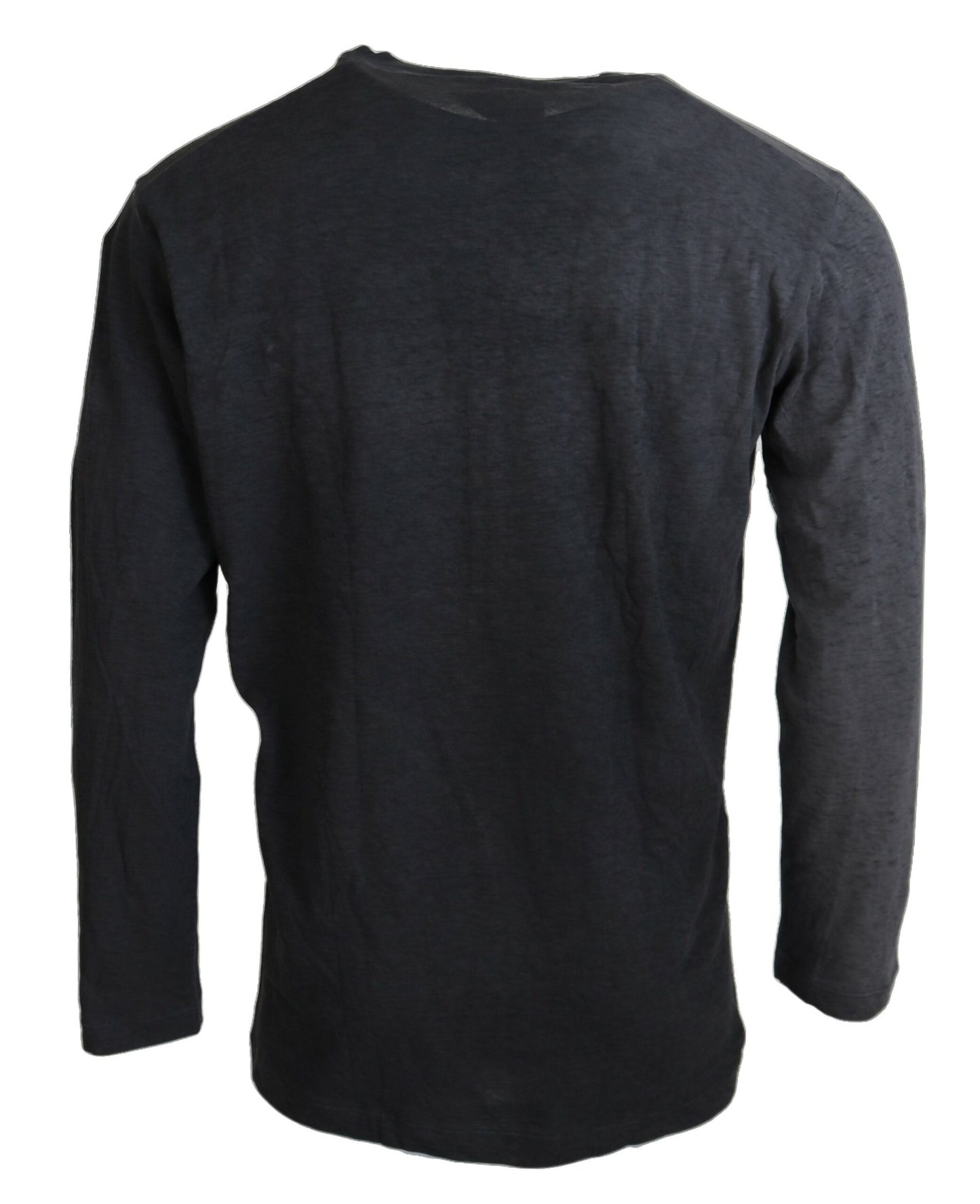 Maglione pullover a maniche lunghe in cotone e lino nero