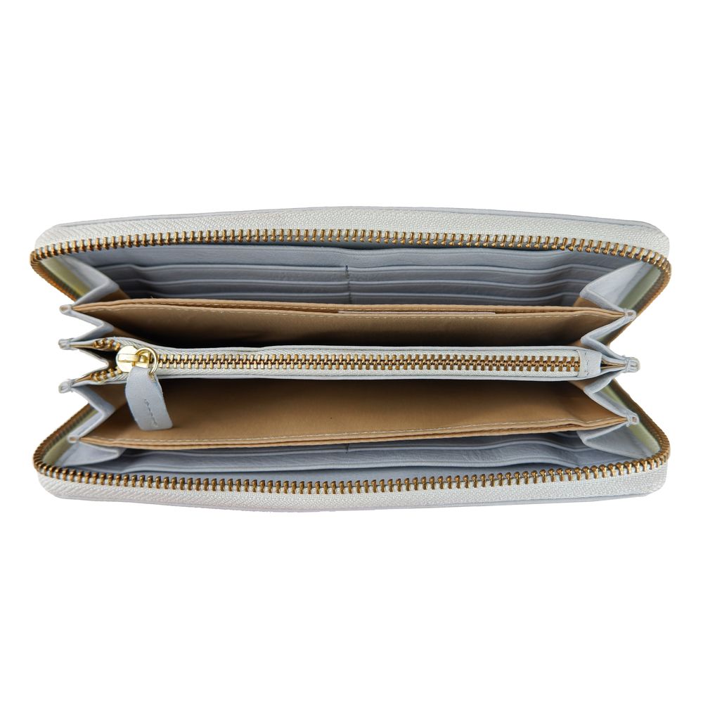 Graue Damenbrieftasche aus Kalbsleder