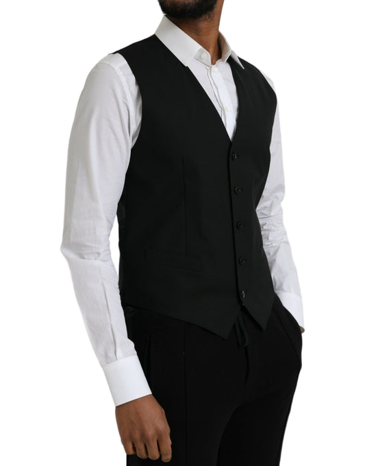 Black Wool Formal Dress Waistcoat Vest