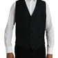 Black Wool Waistcoat Dress Formal Vest