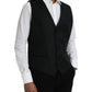 Black Wool Waistcoat Dress Formal Vest