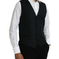 Black Wool Waistcoat Dress Formal Vest