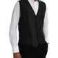 Black Wool Waistcoat Dress Formal Vest