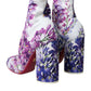 White Floral Jersey Stretch Boots Shoes