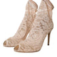 Beige Stretch Taormina Lace Boots Shoes